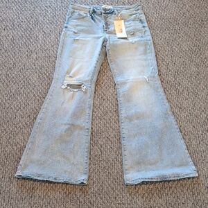 RISEN NWT Distressed Light Blue Flare Jeans